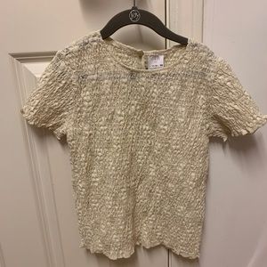 ZARA White Textured Tee